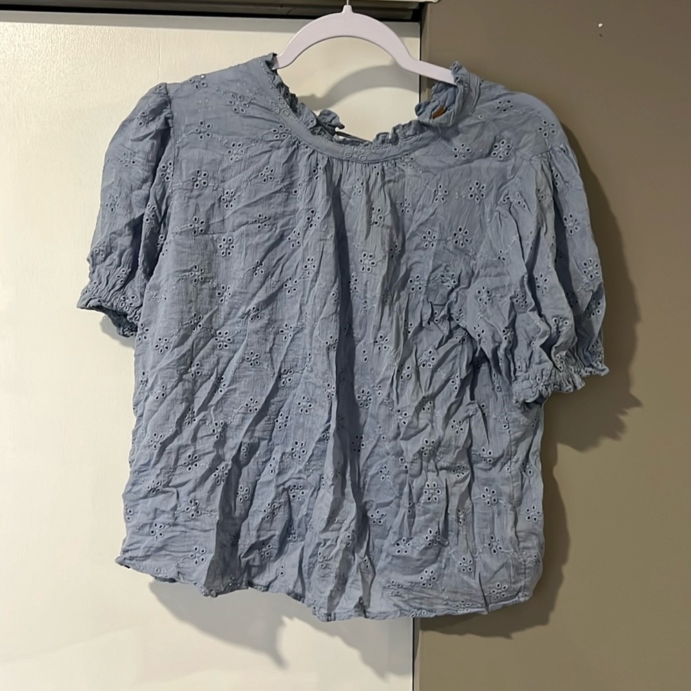 Free People light blue tie-back blouse